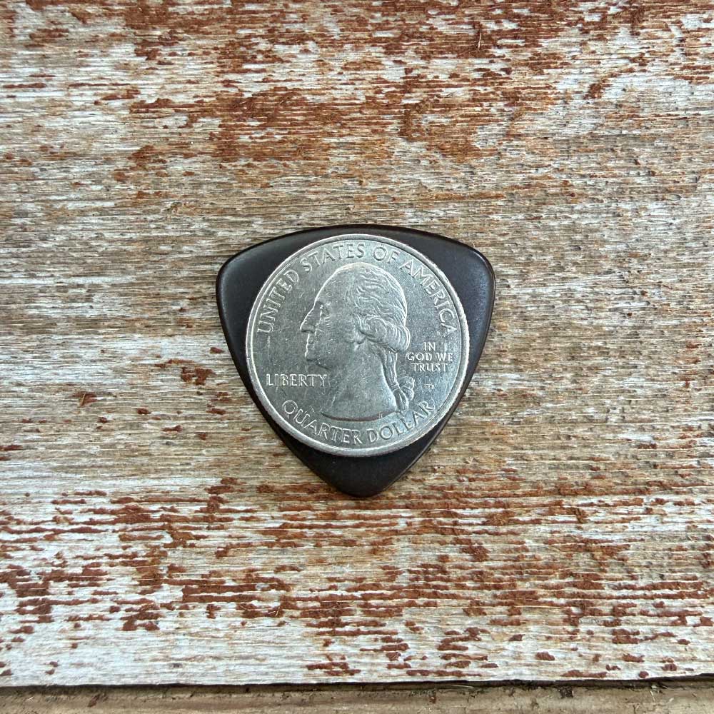 triangle guitar pick with quarter on top vintage tone for bluegrass