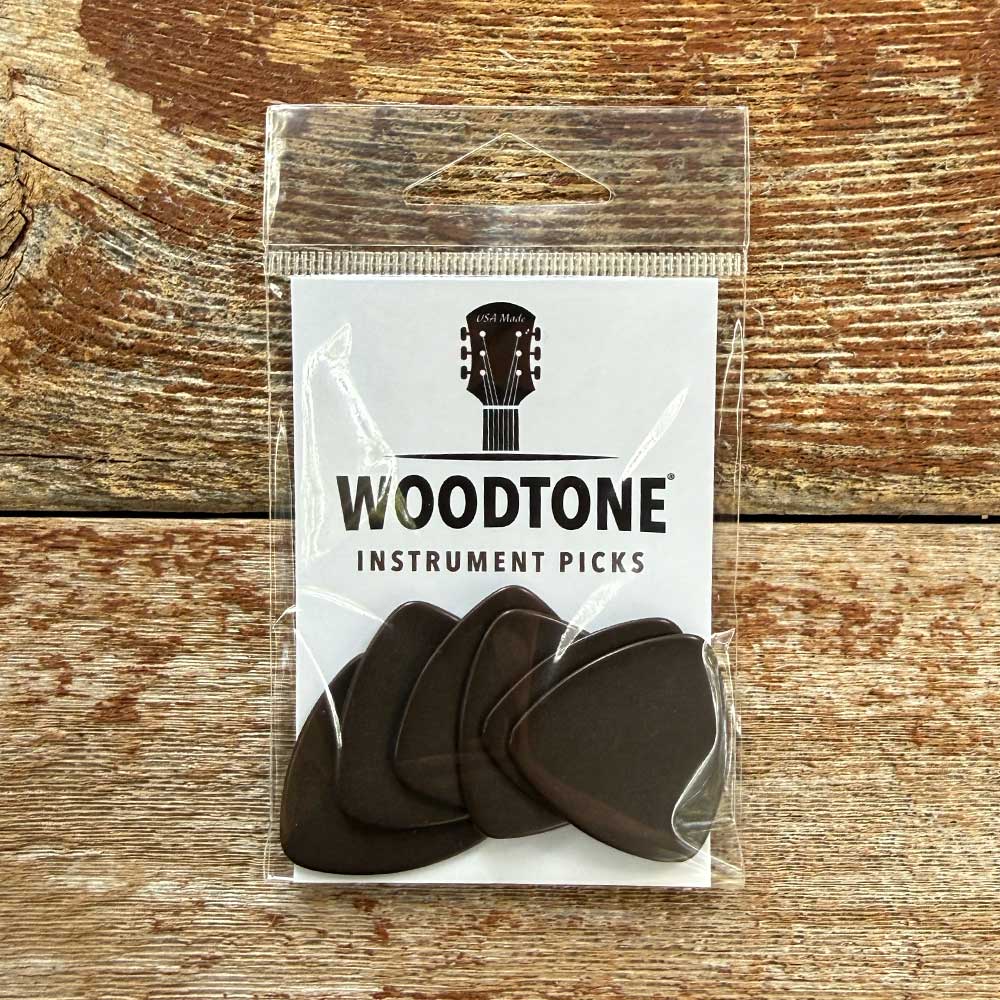 dark brown triangle woodtone guitar picks best for bluegrass six picks in package