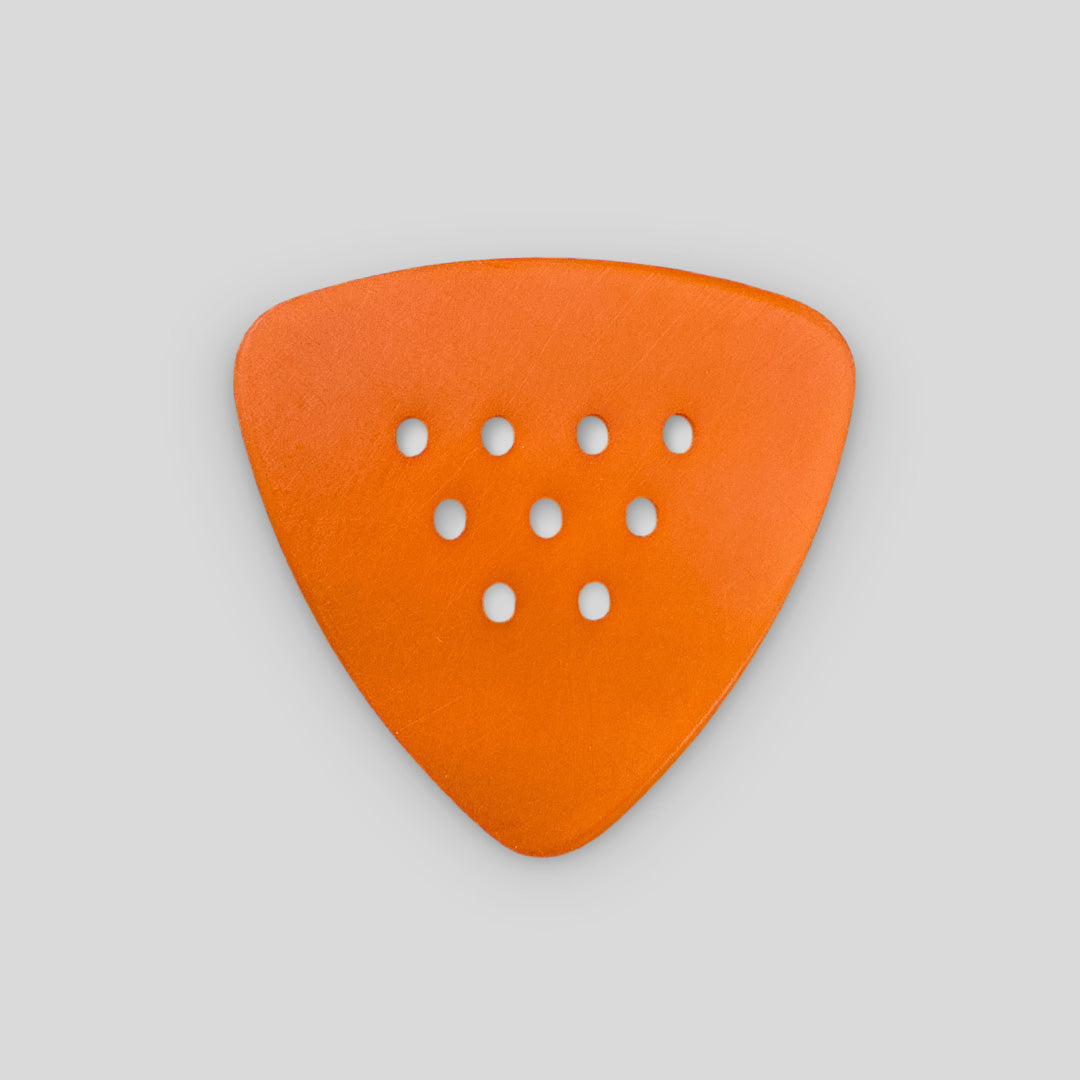 hand-finished-triangle-bluegrass-guitar-pick-for-flatpicking-matte-orange-1.0mm-front