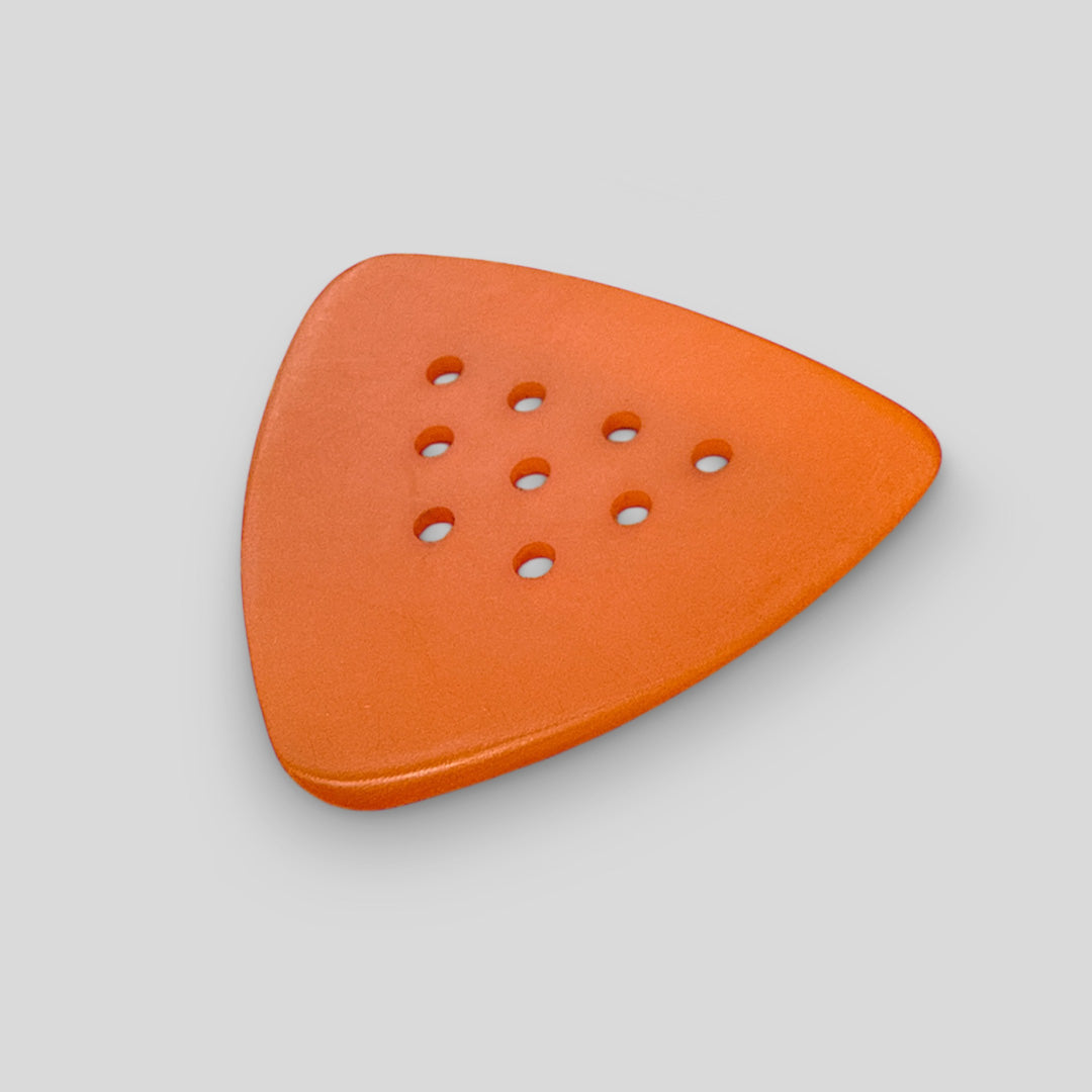 hand-finished-triangle-bluegrass-guitar-pick-for-flatpicking-matte-orange-1.0mm-side