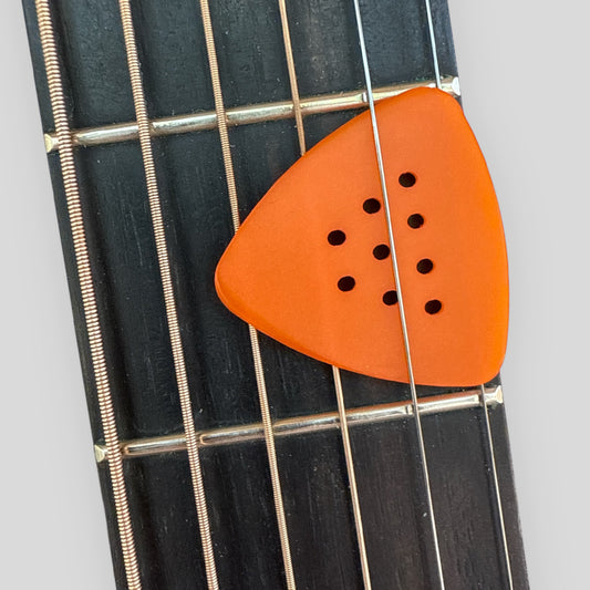 hand-finished-triangle-bluegrass-guitar-pick-for-flatpicking-matte-orange-1.0mm-speed-bevel